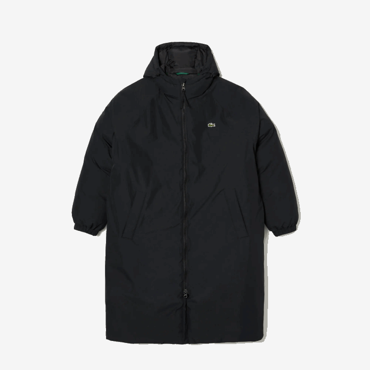 homens Lacoste preto 031 jaqueta longa com inscrição de marca 08D01294