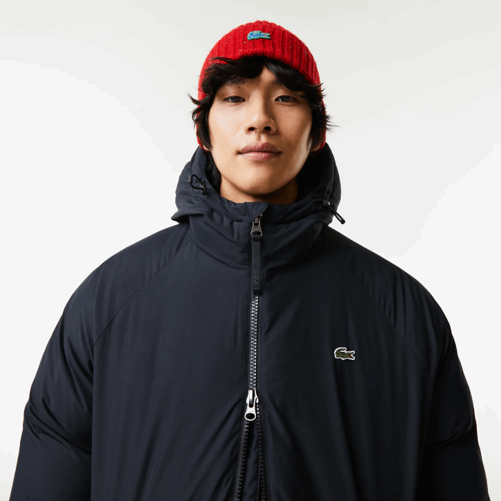 homens Lacoste preto 031 jaqueta longa com inscrição de marca 08D01294