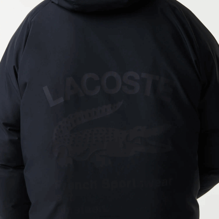 homens Lacoste preto 031 jaqueta longa com inscrição de marca 08D01294