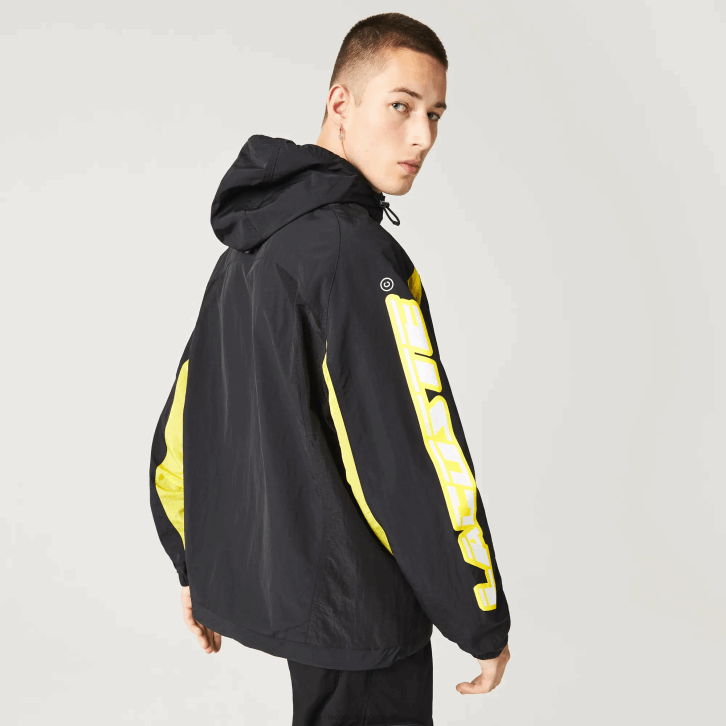 homens Lacoste preto amarelo tj6 jaqueta de nylon color block Heritage 08D01238