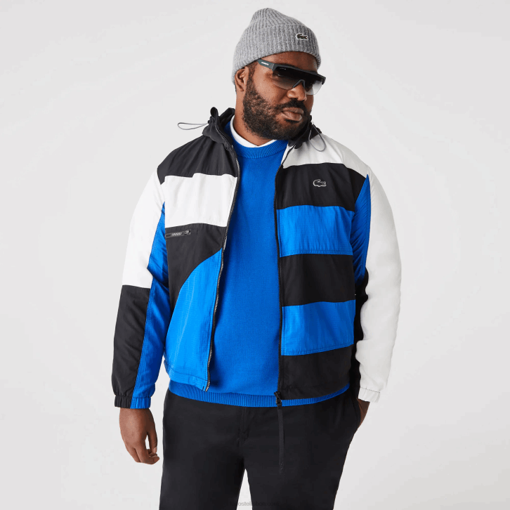 homens Lacoste preto azul branco se1 jaqueta efeito patchwork 08D01248