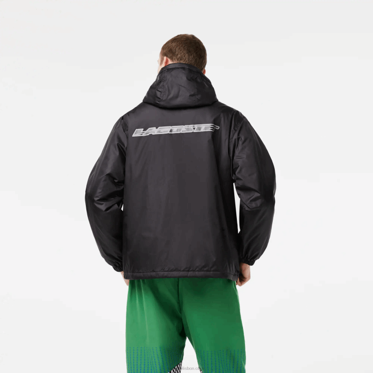 homens Lacoste preto c31 jaqueta com capuz acolchoada cortada 08D0389