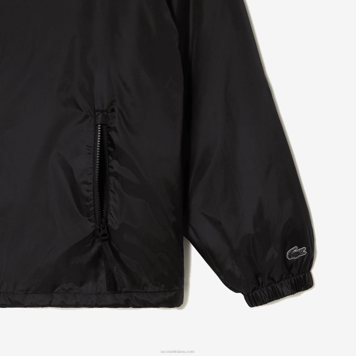 homens Lacoste preto c31 jaqueta com capuz acolchoada cortada 08D0389