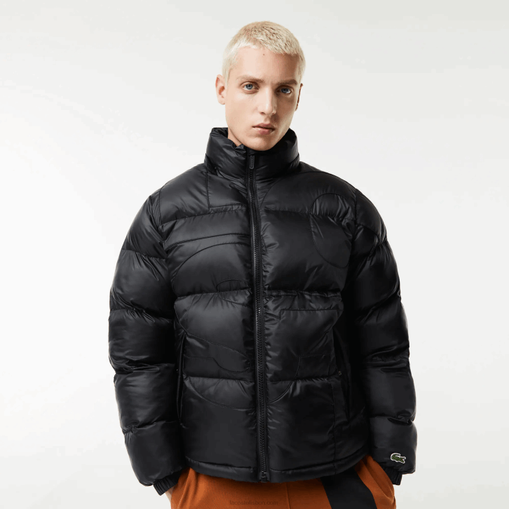 homens Lacoste preto c31 jaqueta repelente de água de marca grande 08D01234