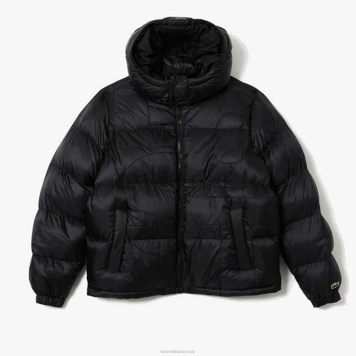 homens Lacoste preto c31 jaqueta repelente de água de marca grande 08D01234