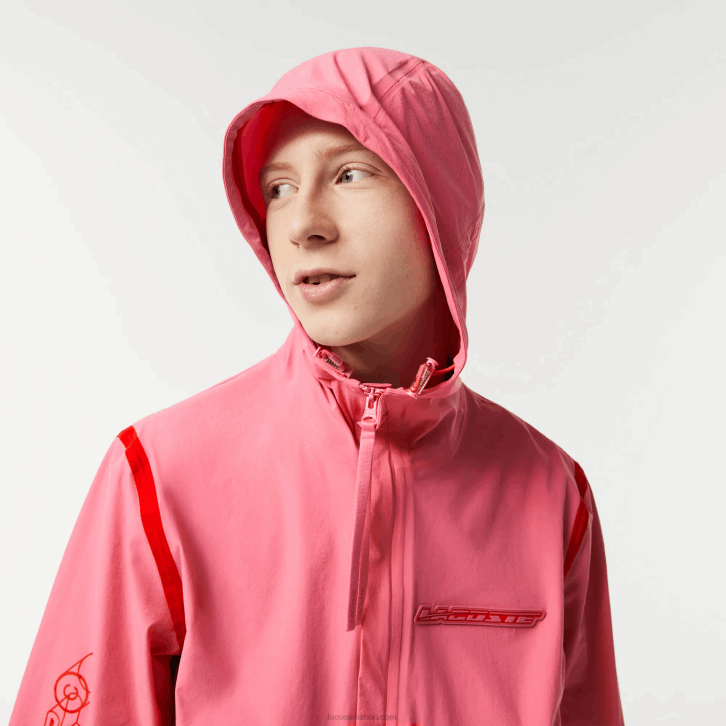 homens Lacoste rosa 2r3 jaqueta curta de poliamida reciclada 08D09