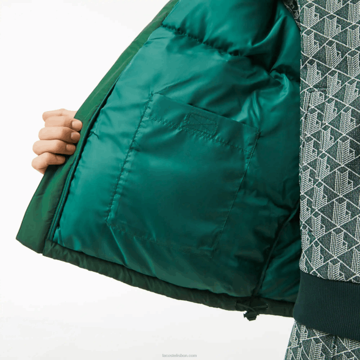 homens Lacoste verde 132 jaqueta acolchoada repelente de água 08D01211