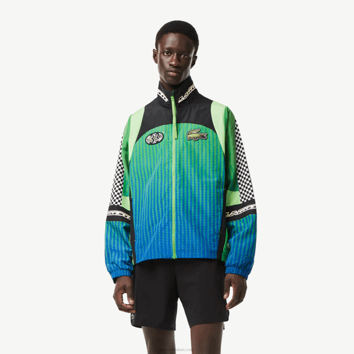 homens Lacoste verde azul chy jaqueta ombre com estampa xadrez 08D0392