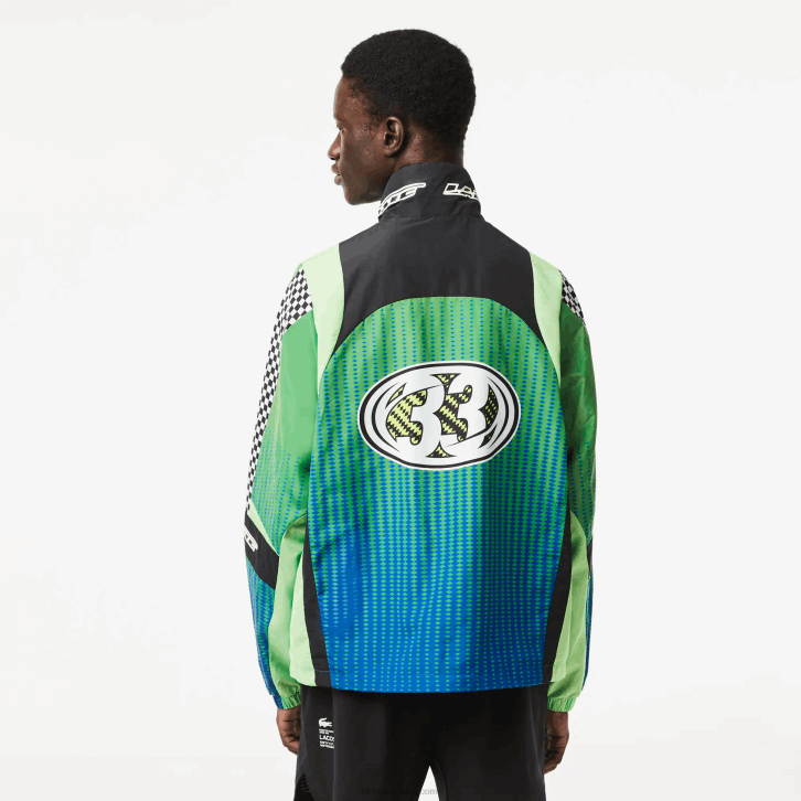 homens Lacoste verde azul chy jaqueta ombre com estampa xadrez 08D0392