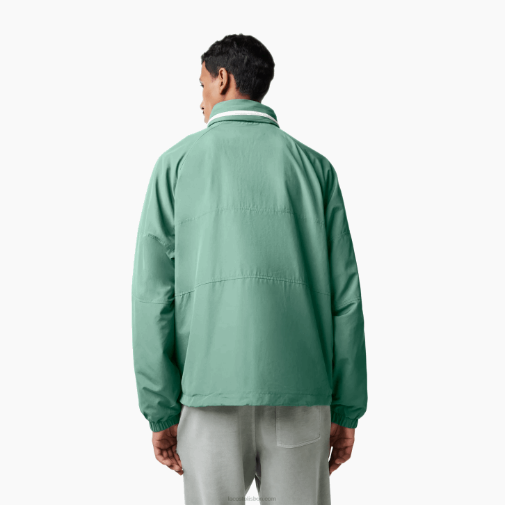 homens Lacoste verde caqui kx5 jaqueta repelente de água com capuz removível 08D0390
