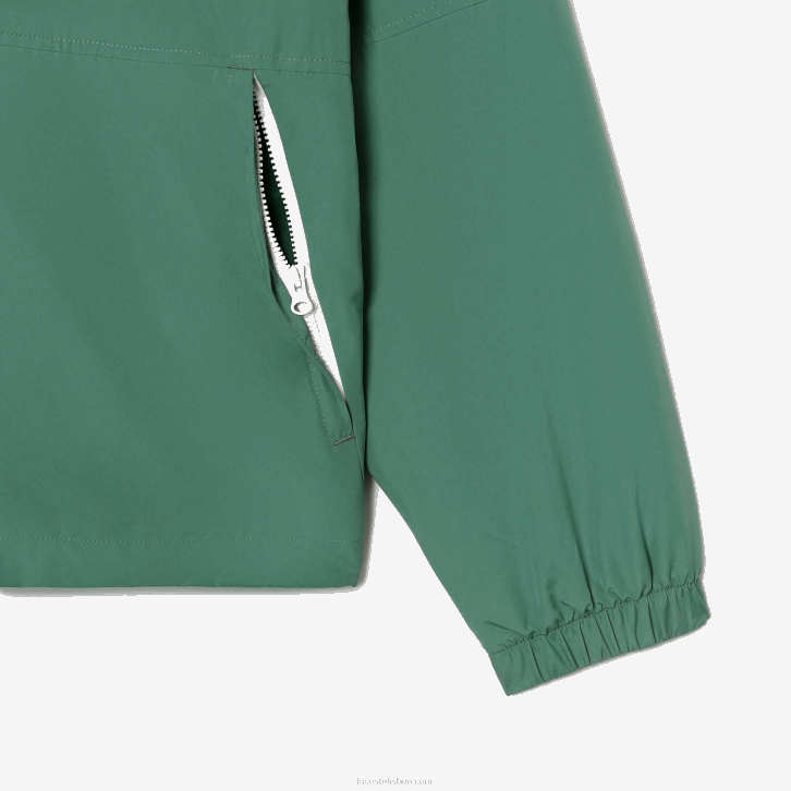 homens Lacoste verde caqui kx5 jaqueta repelente de água com capuz removível 08D0390