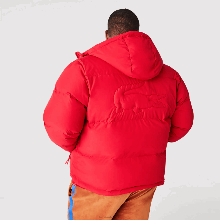 homens Lacoste vermelho 240 jaqueta acolchoada repelente de água 08D01212