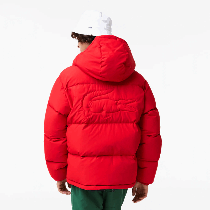 homens Lacoste vermelho 240 jaqueta acolchoada repelente de água 08D01212