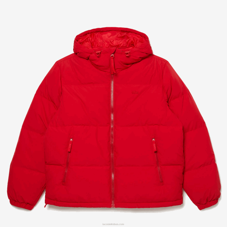 homens Lacoste vermelho 240 jaqueta acolchoada repelente de água 08D01212