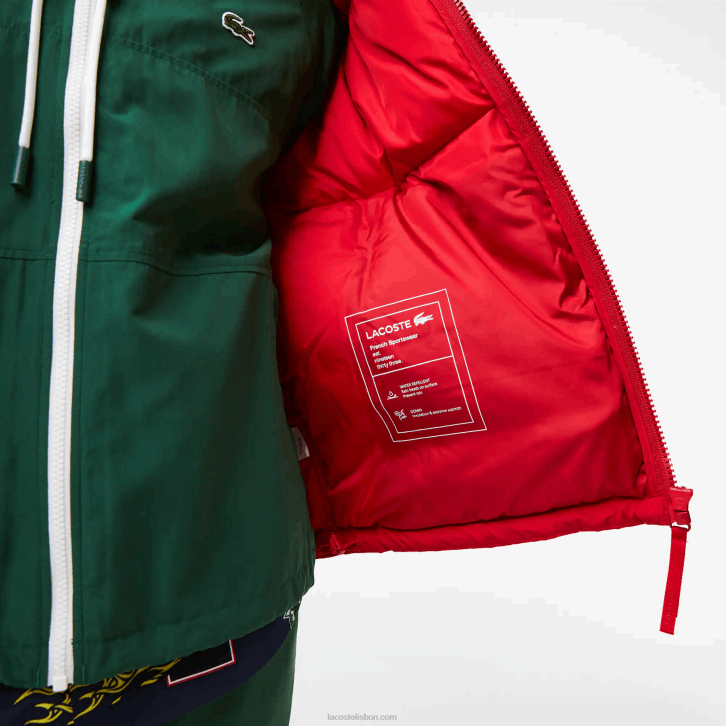homens Lacoste vermelho 240 jaqueta acolchoada repelente de água 08D01212