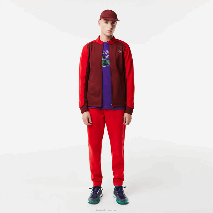 homens Lacoste vermelho bordeaux 6hj jaqueta de golfe térmica esportiva 08D01076
