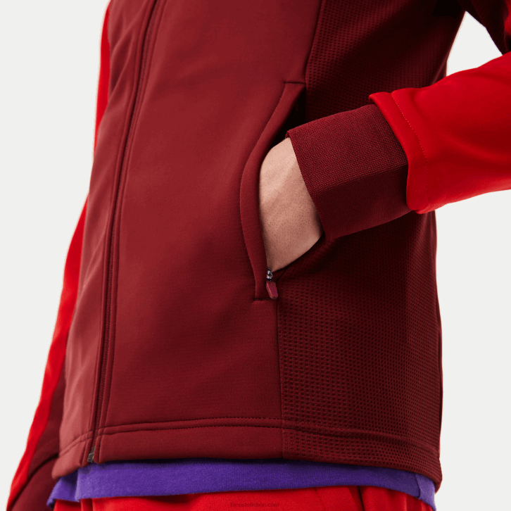 homens Lacoste vermelho bordeaux 6hj jaqueta de golfe térmica esportiva 08D01076
