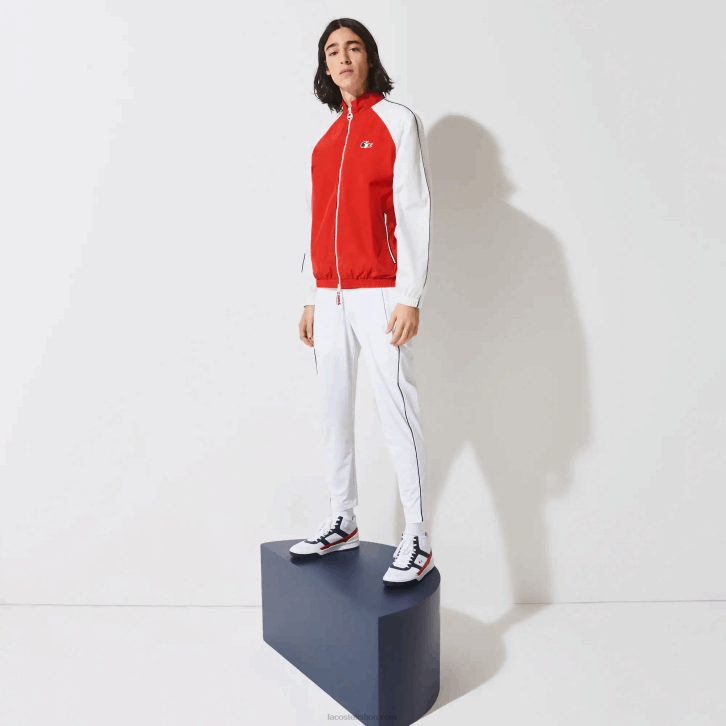homens Lacoste vermelho branco azul marinho yy2 Jaqueta com zíper resistente à água Sport French Sport Edition 08D01287