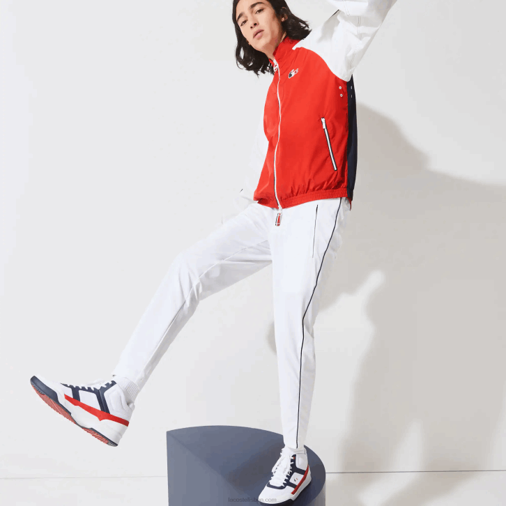 homens Lacoste vermelho branco azul marinho yy2 Jaqueta com zíper resistente à água Sport French Sport Edition 08D01287