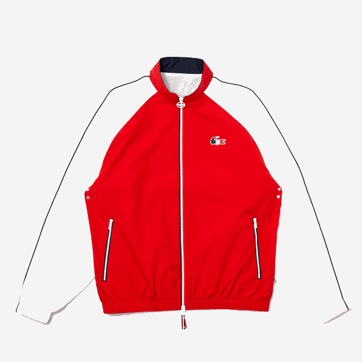 homens Lacoste vermelho branco azul marinho yy2 Jaqueta com zíper resistente à água Sport French Sport Edition 08D01287