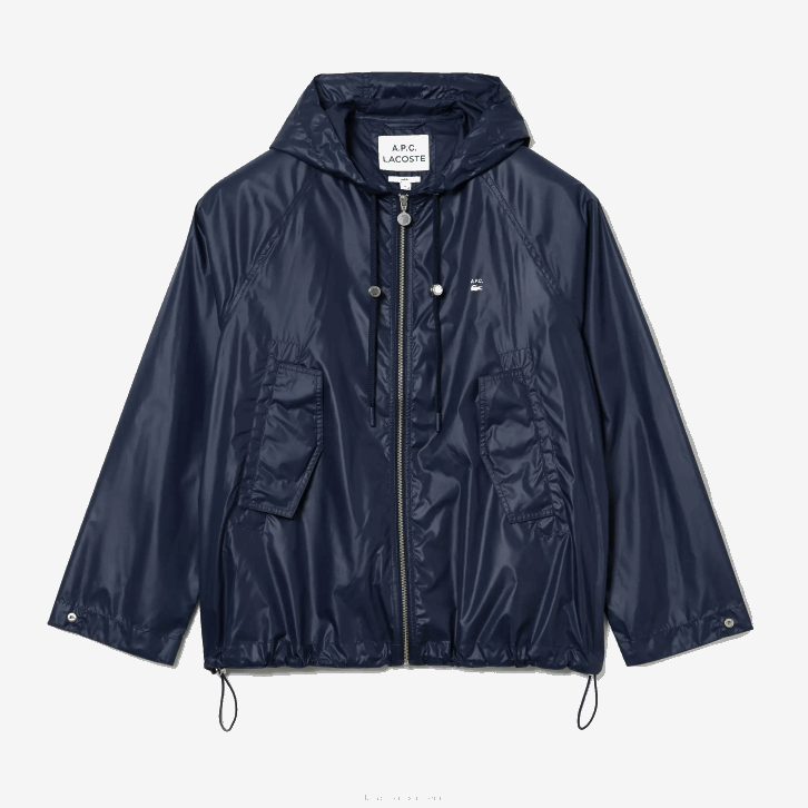 homensazul wgh lacoste x a.p.c. jaqueta com capuz de náilon resistente à água 08D01310