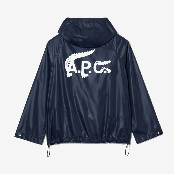 homensazul wgh lacoste x a.p.c. jaqueta com capuz de náilon resistente à água 08D01310