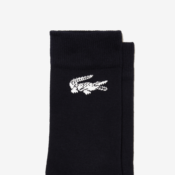 homens Lacoste branco azul marinho ev0 pacote duplo de meias de algodão orgânico feitas na França 08D0523