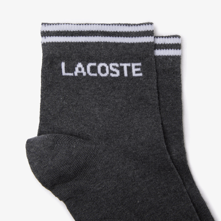 homens Lacoste chine cinza branco nkj pacote com duas meias esportivas de algodão decotadas 08D01671