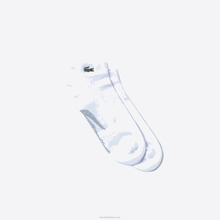 homens Lacoste lombo cinza branco g8k meias esportivas de corte baixo de algodão elástico 08D01678