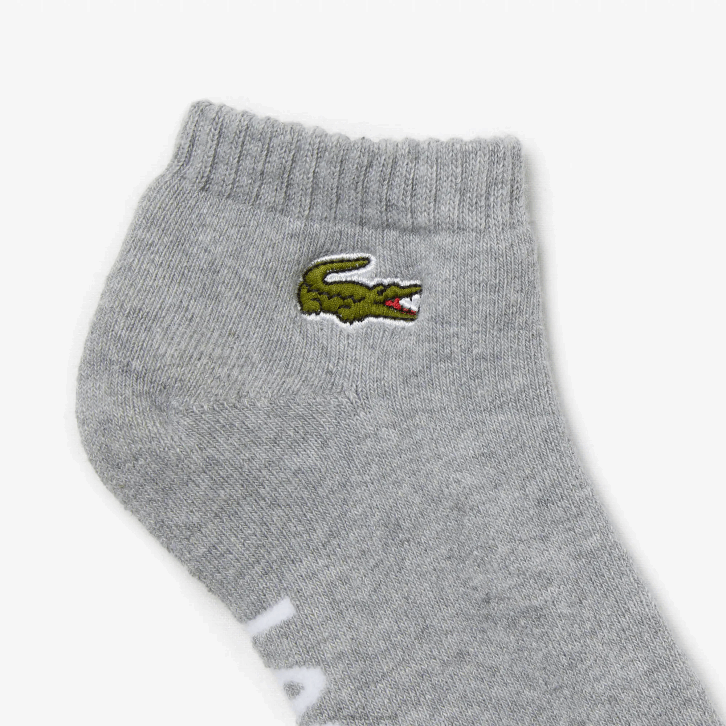 homens Lacoste lombo cinza branco mtg meias de corte baixo de algodão elástico de marca esportiva 08D01677