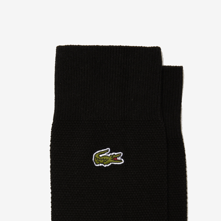 homens Lacoste preto 031 meias piqué de corte alto de algodão pacote com 3 08D01665