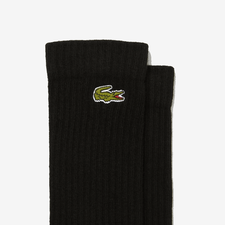 homens Lacoste preto 8vm pacote com 3 meias esportivas de cano alto 08D0537
