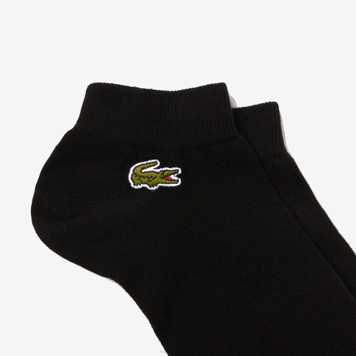 homens Lacoste preto 8vm pacote com 3 meias esportivas decotadas 08D0512