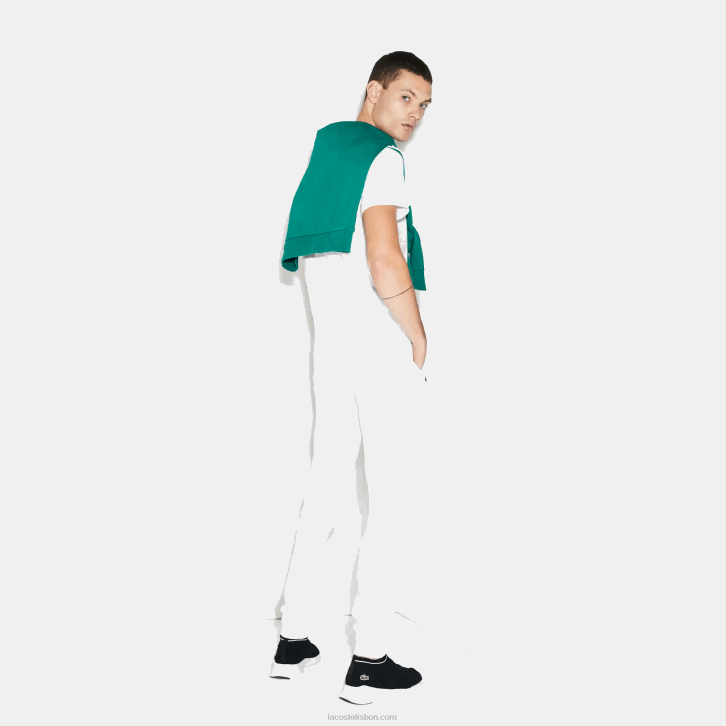 homens Lacoste branco 001 calça de moletom de tênis de lã esportiva 08D0960