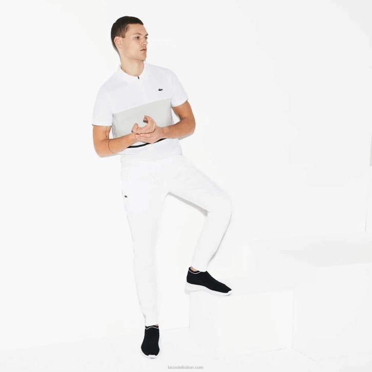 homens Lacoste branco 001 calça de moletom de tênis de lã esportiva 08D0960