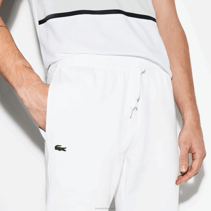 homens Lacoste branco 001 calça de moletom de tênis de lã esportiva 08D0960