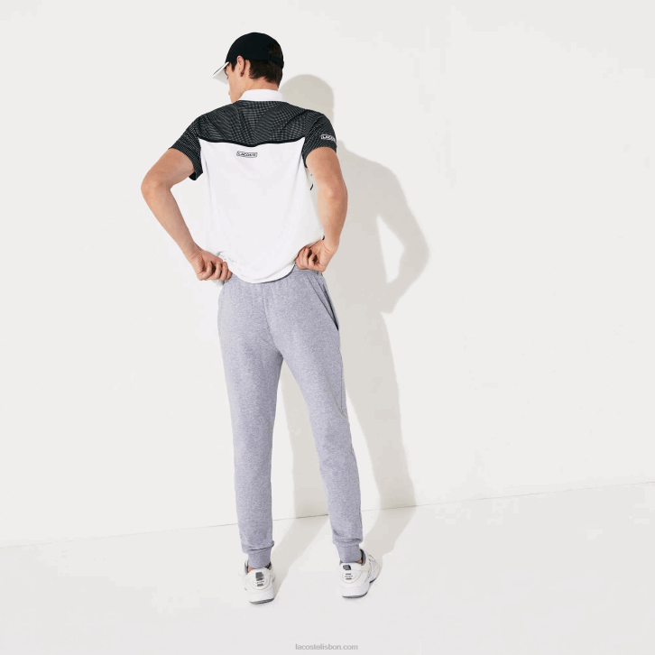 homens Lacoste chine cinza cca calça de moletom de tênis de lã esportiva 08D0964