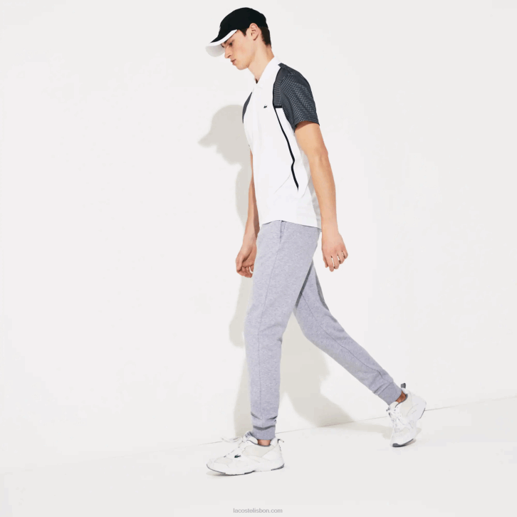 homens Lacoste chine cinza cca calça de moletom de tênis de lã esportiva 08D0964