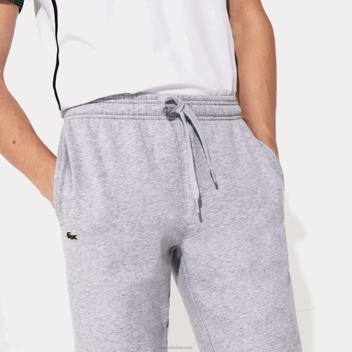 homens Lacoste chine cinza cca calça de moletom de tênis de lã esportiva 08D0964
