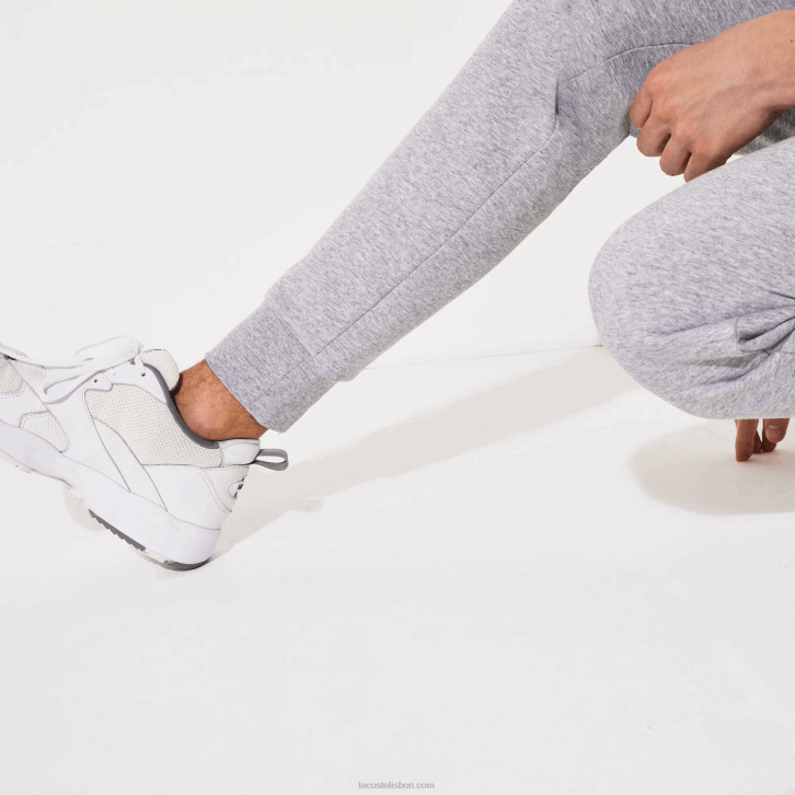 homens Lacoste chine cinza cca calça de moletom de tênis de lã esportiva 08D0964