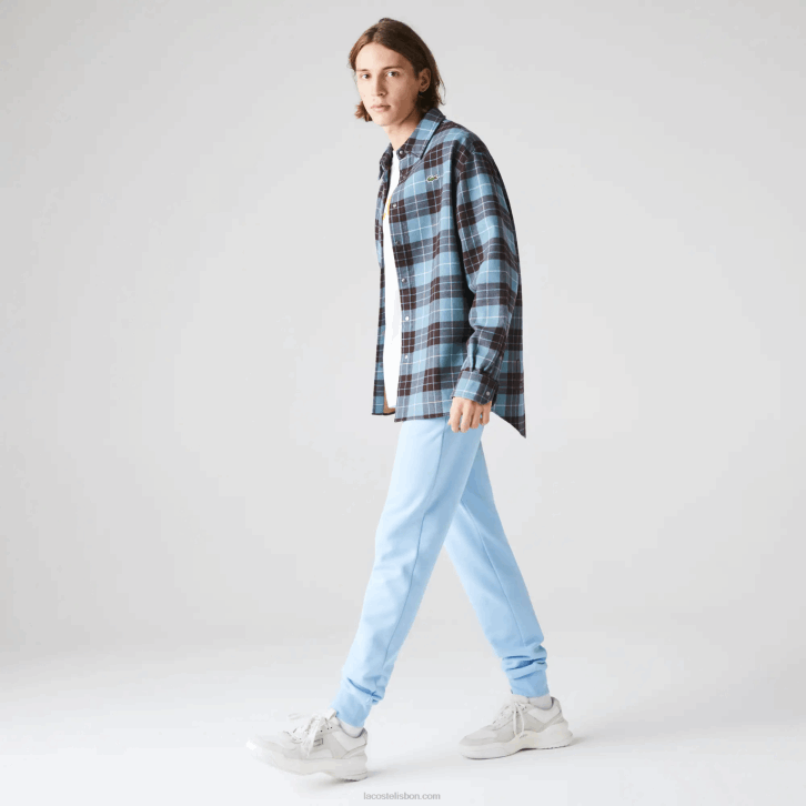 homens Lacoste hbp azul calça de moletom de tênis de lã esportiva 08D01157