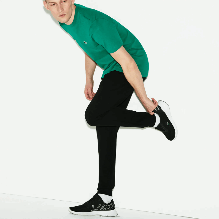 homens Lacoste preto 031 calça de moletom de tênis de lã esportiva 08D0958