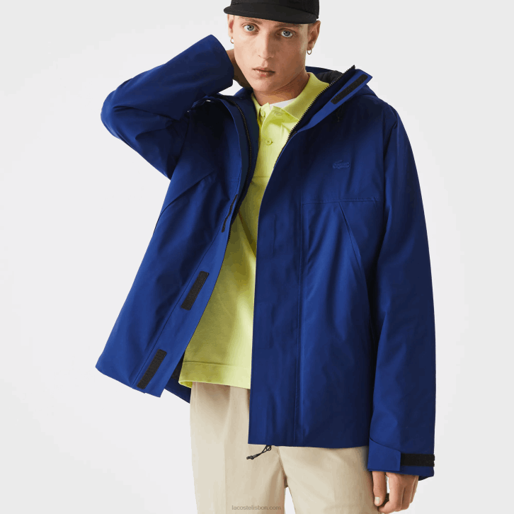 homens Lacoste bdm azul parka acolchoada resistente à água 08D01308