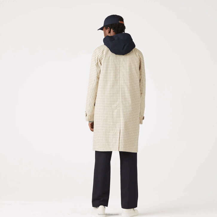 homens Lacoste bege branco a8m trincheira de verificação 3 em 1 Heritage 08D01290