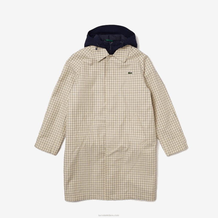 homens Lacoste bege branco a8m trincheira de verificação 3 em 1 Heritage 08D01290