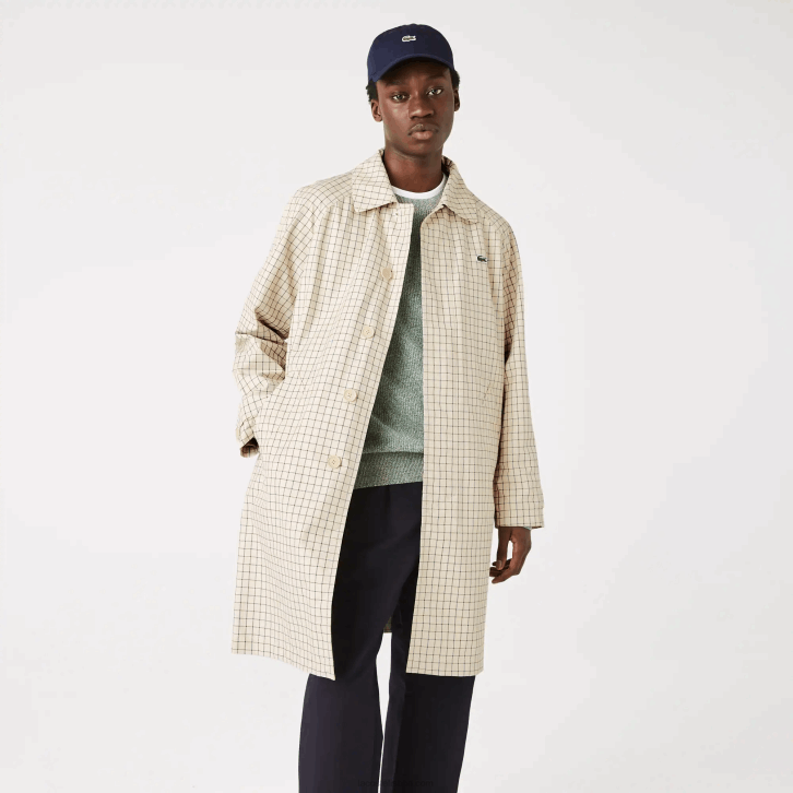 homens Lacoste bege branco a8m trincheira de verificação 3 em 1 Heritage 08D01290