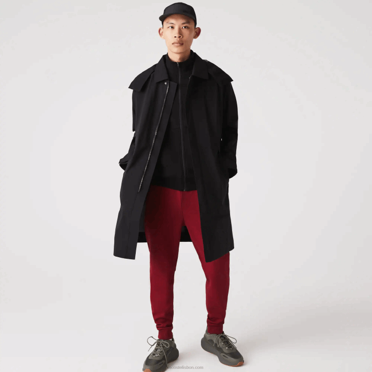 homens Lacoste preto 031 parka impermeável com capuz removível na altura do joelho 08D01273
