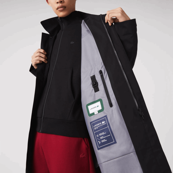 homens Lacoste preto 031 parka impermeável com capuz removível na altura do joelho 08D01273
