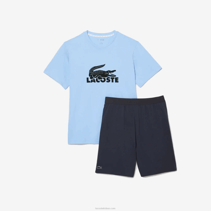 homens Lacoste azul caqui verde cinza escuro 8z0 conjunto de pijama curto de veludo logo 08D01622
