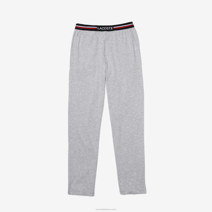 homens Lacoste chine cinza cca calça de pijama de jérsei com cós tricolor 08D01403